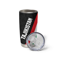 Tajikistan National Emblem Tumbler Cup with Black Red Green Tribal Pattern