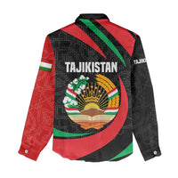 Tajikistan National Emblem Women Casual Shirt with Black Red Green Tribal Pattern