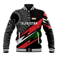 Tajikistan Marco Polo Sheep Baseball Jacket with Black Red Green Tribal Flag Pattern