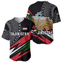 Tajikistan Marco Polo Sheep Baseball Jersey with Black Red Green Tribal Flag Pattern