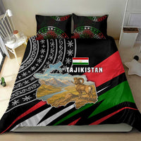 Tajikistan Marco Polo Sheep Bedding Set with Black Red Green Tribal Flag Pattern