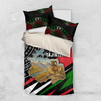 Tajikistan Marco Polo Sheep Bedding Set with Black Red Green Tribal Flag Pattern