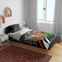Tajikistan Marco Polo Sheep Bedding Set with Black Red Green Tribal Flag Pattern
