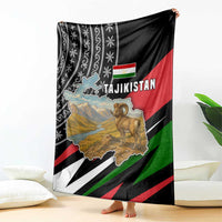 Tajikistan Marco Polo Sheep Blanket with Black Red Green Tribal Flag Pattern
