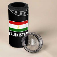 Tajikistan Marco Polo Sheep 4 in 1 Can Cooler Tumbler with Black Red Green Tribal Flag Pattern