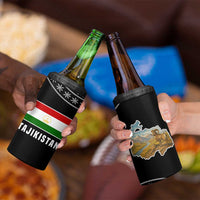 Tajikistan Marco Polo Sheep 4 in 1 Can Cooler Tumbler with Black Red Green Tribal Flag Pattern