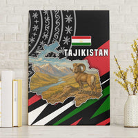 Tajikistan Marco Polo Sheep Canvas Wall Art with Black Red Green Tribal Flag Pattern