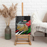 Tajikistan Marco Polo Sheep Canvas Wall Art with Black Red Green Tribal Flag Pattern