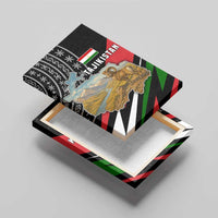 Tajikistan Marco Polo Sheep Canvas Wall Art with Black Red Green Tribal Flag Pattern