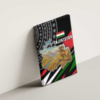 Tajikistan Marco Polo Sheep Canvas Wall Art with Black Red Green Tribal Flag Pattern