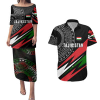 Tajikistan Marco Polo Sheep Couples Matching Puletasi and Hawaiian Shirt with Black Red Green Tribal Flag Pattern