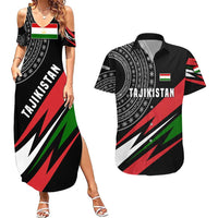 Tajikistan Marco Polo Sheep Couples Matching Summer Maxi Dress and Hawaiian Shirt with Black Red Green Tribal Flag Pattern