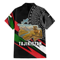 Tajikistan Marco Polo Sheep Family Matching Mermaid Dress and Hawaiian Shirt with Black Red Green Tribal Flag Pattern