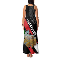 Tajikistan Marco Polo Sheep Family Matching Tank Maxi Dress and Hawaiian Shirt with Black Red Green Tribal Flag Pattern