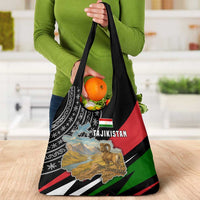 Tajikistan Marco Polo Sheep Grocery Bag with Black Red Green Tribal Flag Pattern