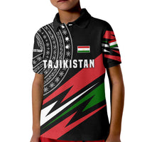 Tajikistan Marco Polo Sheep Kid Polo Shirt with Black Red Green Tribal Flag Pattern
