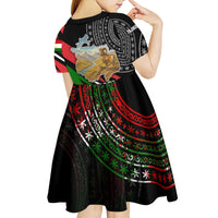 Tajikistan Marco Polo Sheep Kid Short Sleeve Dress with Black Red Green Tribal Flag Pattern