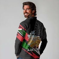 Tajikistan Marco Polo Sheep Long Sleeve Polo Shirt with Black Red Green Tribal Flag Pattern