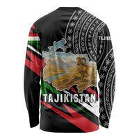 Tajikistan Marco Polo Sheep Long Sleeve Shirt with Black Red Green Tribal Flag Pattern