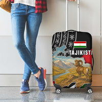Tajikistan Marco Polo Sheep Luggage Cover with Black Red Green Tribal Flag Pattern