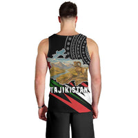 Tajikistan Marco Polo Sheep Men Tank Top with Black Red Green Tribal Flag Pattern