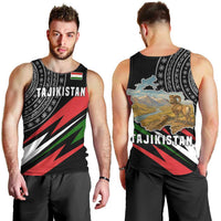 Tajikistan Marco Polo Sheep Men Tank Top with Black Red Green Tribal Flag Pattern