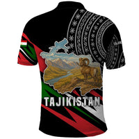 Tajikistan Marco Polo Sheep Polo Shirt with Black Red Green Tribal Flag Pattern