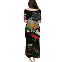 Tajikistan Marco Polo Sheep Puletasi with Black Red Green Tribal Flag Pattern