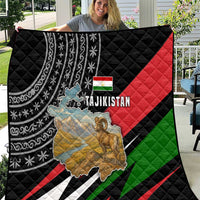 Tajikistan Marco Polo Sheep Quilt with Black Red Green Tribal Flag Pattern