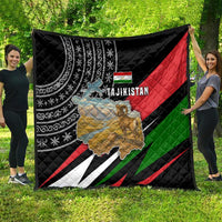 Tajikistan Marco Polo Sheep Quilt with Black Red Green Tribal Flag Pattern