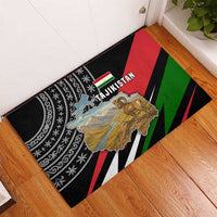 Tajikistan Marco Polo Sheep Rubber Doormat with Black Red Green Tribal Flag Pattern