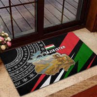 Tajikistan Marco Polo Sheep Rubber Doormat with Black Red Green Tribal Flag Pattern