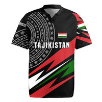 Tajikistan Marco Polo Sheep Rugby Jersey with Black Red Green Tribal Flag Pattern