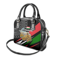 Tajikistan Marco Polo Sheep Shoulder Handbag with Black Red Green Tribal Flag Pattern
