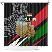 Tajikistan Marco Polo Sheep Shower Curtain with Black Red Green Tribal Flag Pattern