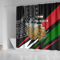 Tajikistan Marco Polo Sheep Shower Curtain with Black Red Green Tribal Flag Pattern