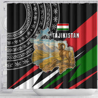 Tajikistan Marco Polo Sheep Shower Curtain with Black Red Green Tribal Flag Pattern