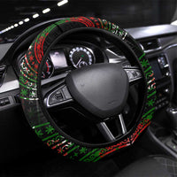 Tajikistan Marco Polo Sheep Steering Wheel Cover with Black Red Green Tribal Flag Pattern