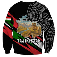 Tajikistan Marco Polo Sheep Sweatshirt with Black Red Green Tribal Flag Pattern