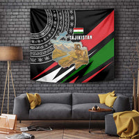 Tajikistan Marco Polo Sheep Tapestry with Black Red Green Tribal Flag Pattern