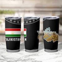 Tajikistan Marco Polo Sheep Tumbler Cup with Black Red Green Tribal Flag Pattern
