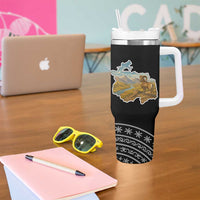 Tajikistan Marco Polo Sheep Tumbler With Handle with Black Red Green Tribal Flag Pattern