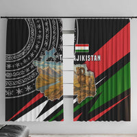 Tajikistan Marco Polo Sheep Window Curtain with Black Red Green Tribal Flag Pattern