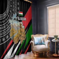 Tajikistan Marco Polo Sheep Window Curtain with Black Red Green Tribal Flag Pattern