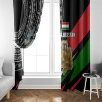 Tajikistan Marco Polo Sheep Window Curtain with Black Red Green Tribal Flag Pattern