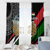Tajikistan Marco Polo Sheep Window Curtain with Black Red Green Tribal Flag Pattern