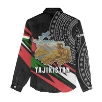 Tajikistan Marco Polo Sheep Women Casual Shirt with Black Red Green Tribal Flag Pattern