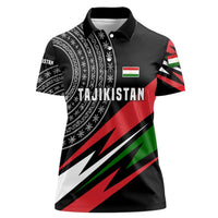 Tajikistan Marco Polo Sheep Women Polo Shirt with Black Red Green Tribal Flag Pattern