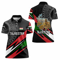 Tajikistan Marco Polo Sheep Women Polo Shirt with Black Red Green Tribal Flag Pattern