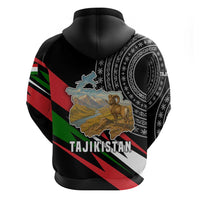 Tajikistan Marco Polo Sheep Zip Hoodie with Black Red Green Tribal Flag Pattern